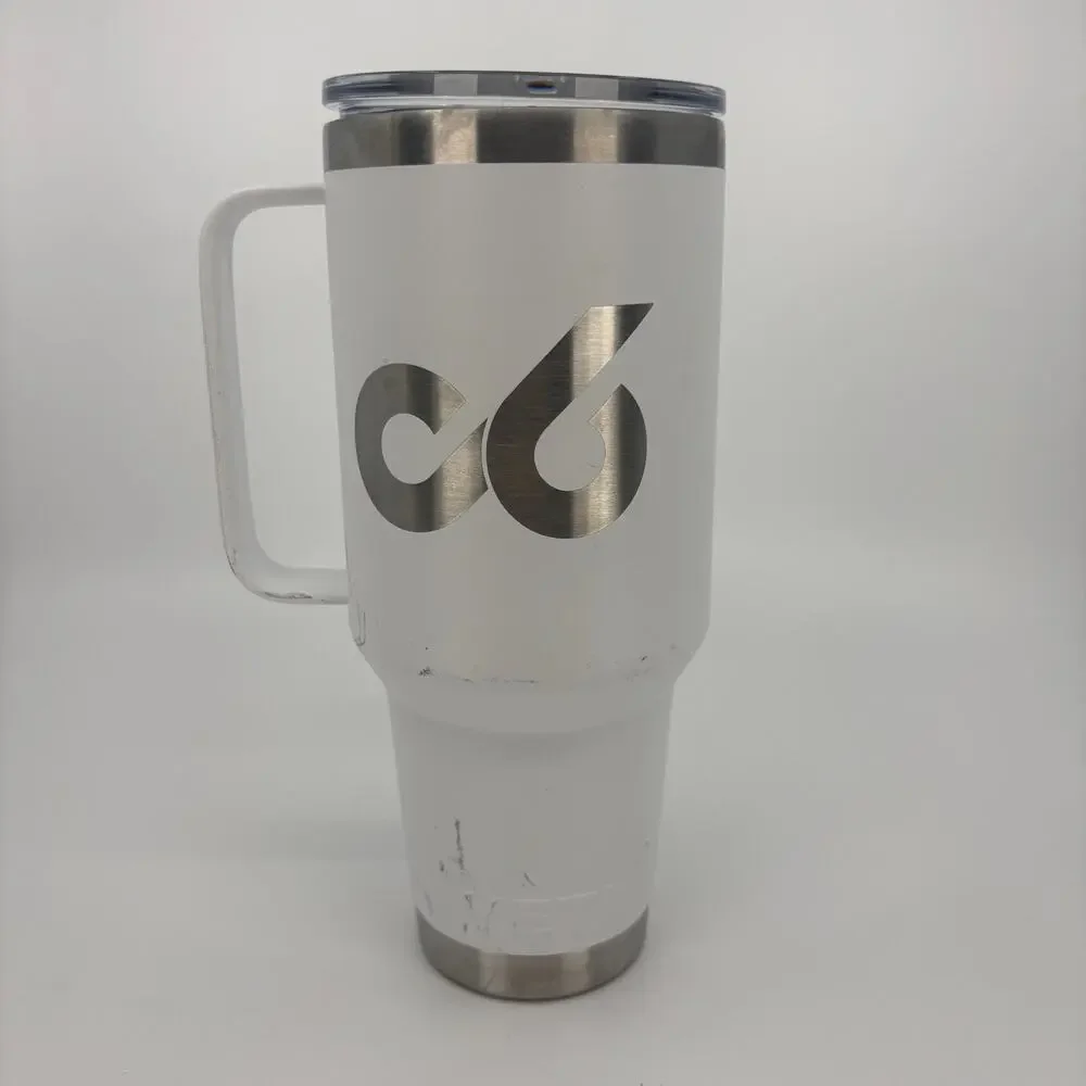 Yeti Rambler 42 Oz Straw Mug With Handle White C6 Logo No Straw